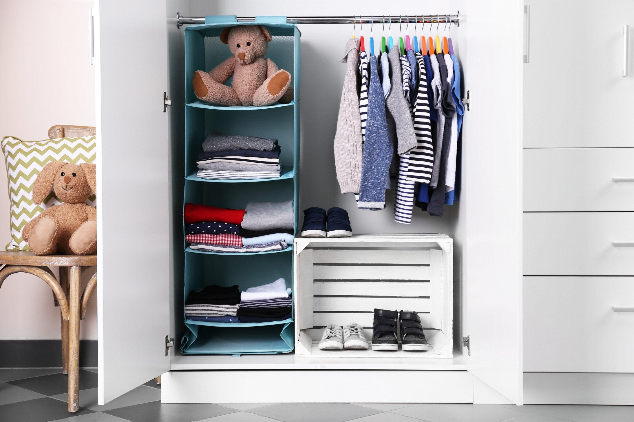 Wardrobe with Kid Clothes